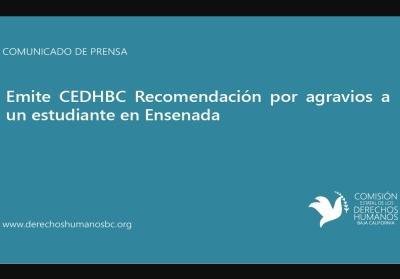 Emite CEDHBC Recomendación a escuela secundaria Ensenada Net