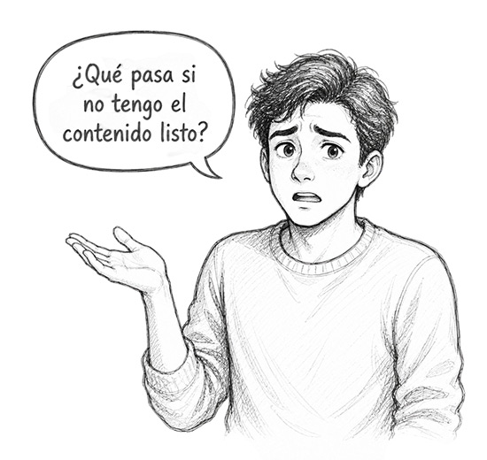 ¿Qué pasa si no tengo el contenido listo?