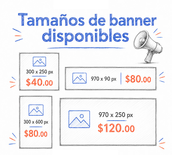 Tamaños y costos de banners en Ensenada Net
