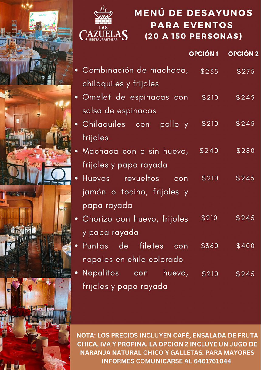 Menu de Desayunos para Eventos