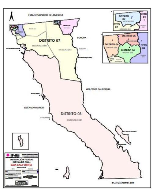 Modifican Distritos Electorales Federales en Baja California
